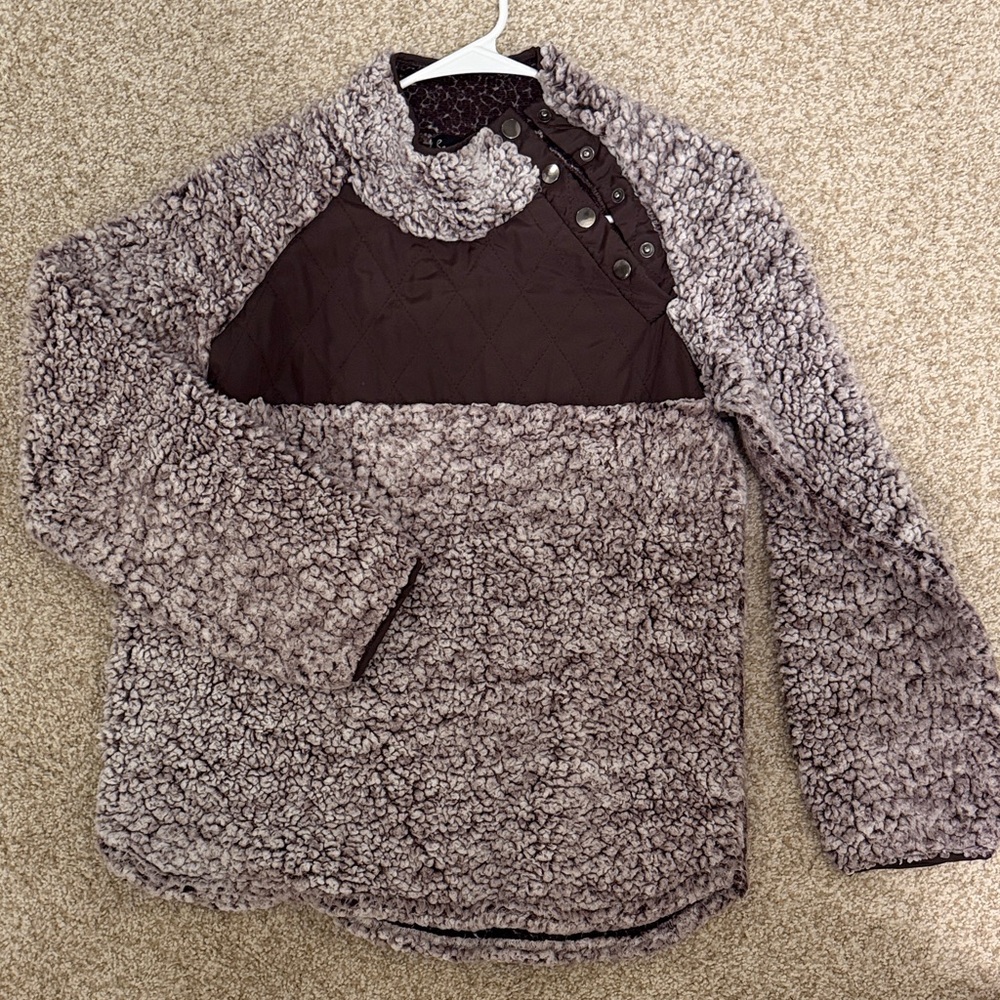 Gray and Brown sherpa Jacket